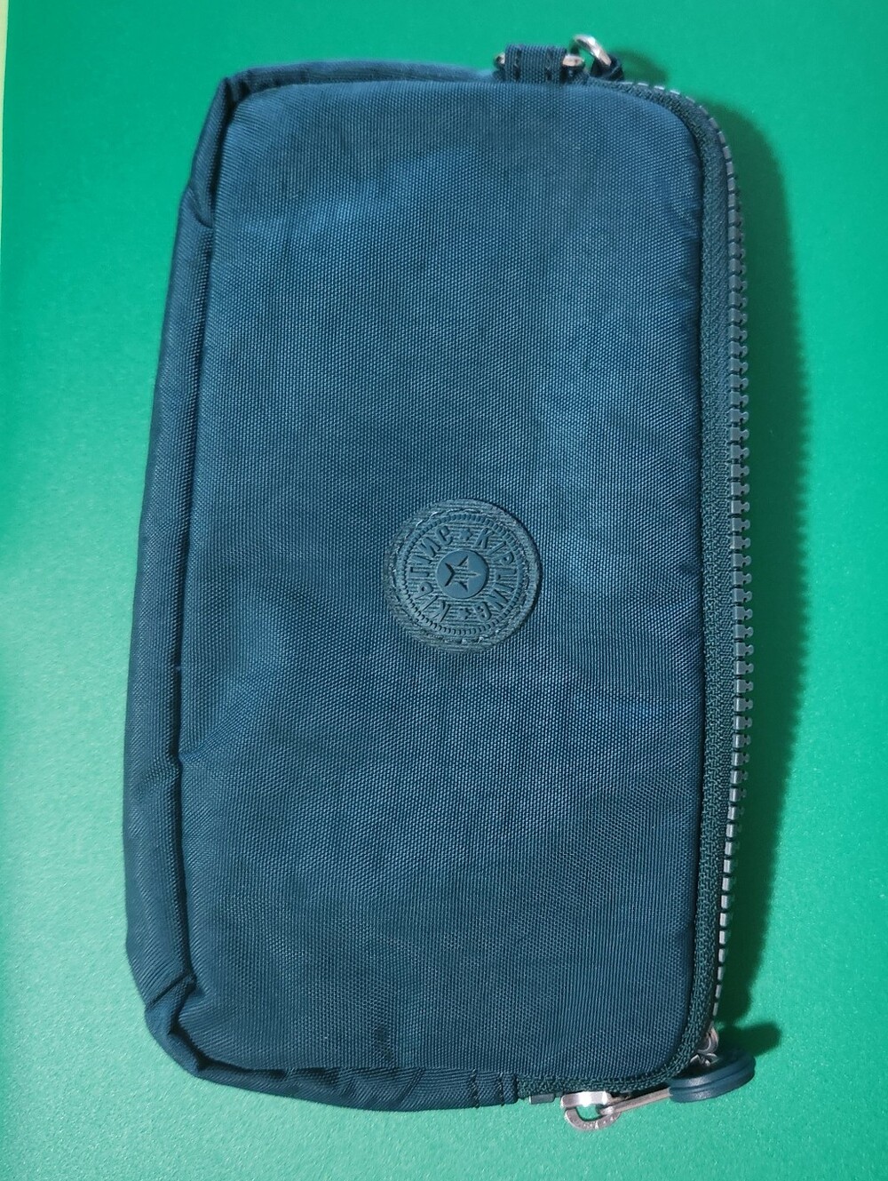 Kipling Teal Blue Zip Wallet with Signature Logo And Monkey
